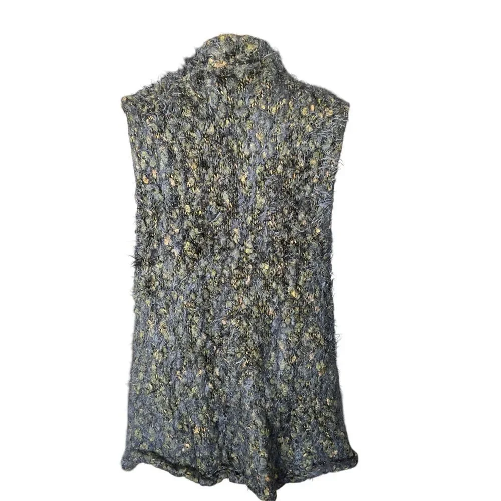 Textured Knit Sleeveless Open Front Vest Size M